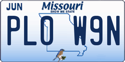 MO license plate PL0W9N