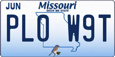 MO license plate PL0W9T