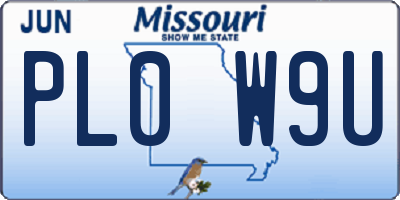 MO license plate PL0W9U