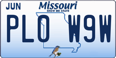 MO license plate PL0W9W