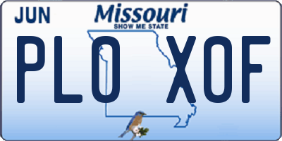 MO license plate PL0X0F