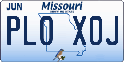 MO license plate PL0X0J