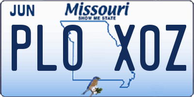 MO license plate PL0X0Z