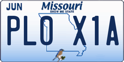 MO license plate PL0X1A