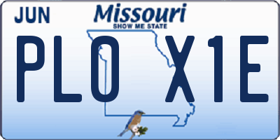 MO license plate PL0X1E
