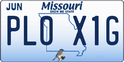 MO license plate PL0X1G