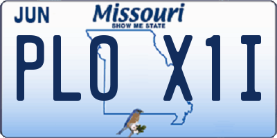 MO license plate PL0X1I