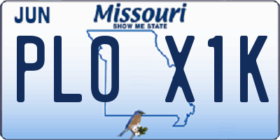MO license plate PL0X1K