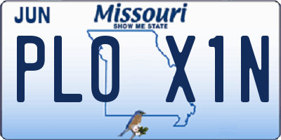 MO license plate PL0X1N