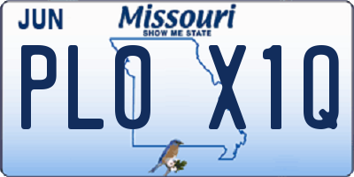 MO license plate PL0X1Q