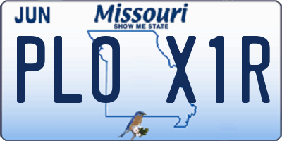 MO license plate PL0X1R