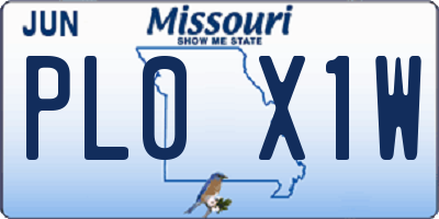 MO license plate PL0X1W