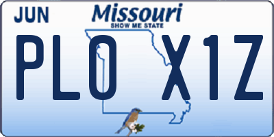 MO license plate PL0X1Z