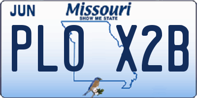 MO license plate PL0X2B