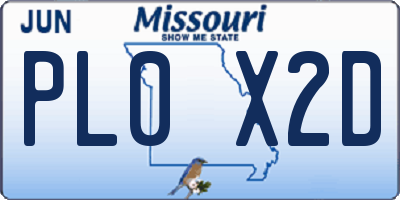 MO license plate PL0X2D