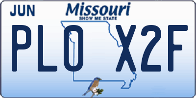 MO license plate PL0X2F