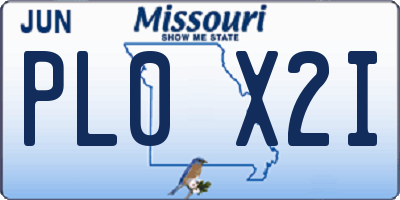 MO license plate PL0X2I