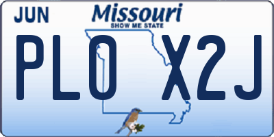 MO license plate PL0X2J