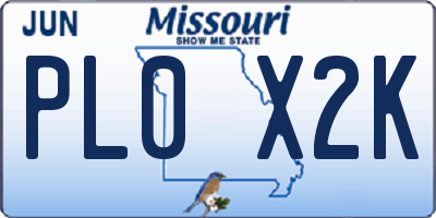 MO license plate PL0X2K