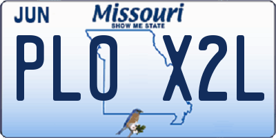 MO license plate PL0X2L