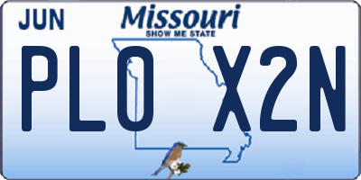 MO license plate PL0X2N