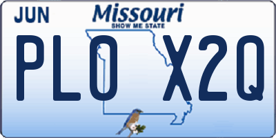 MO license plate PL0X2Q