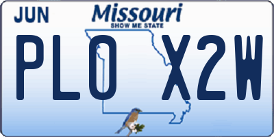 MO license plate PL0X2W