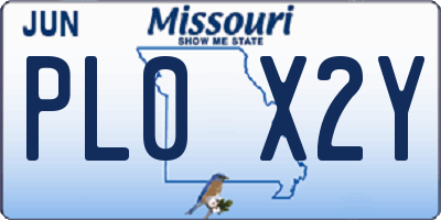 MO license plate PL0X2Y