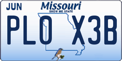 MO license plate PL0X3B