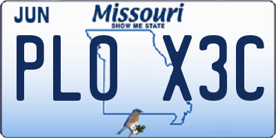 MO license plate PL0X3C