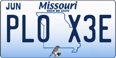 MO license plate PL0X3E