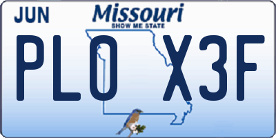 MO license plate PL0X3F