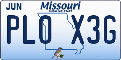 MO license plate PL0X3G