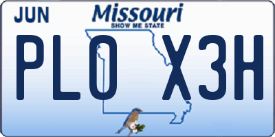 MO license plate PL0X3H
