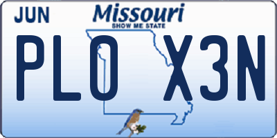 MO license plate PL0X3N