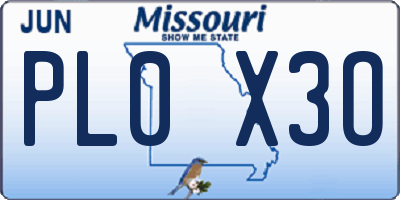 MO license plate PL0X3O
