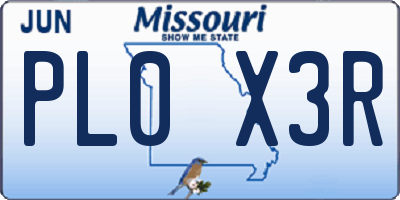 MO license plate PL0X3R