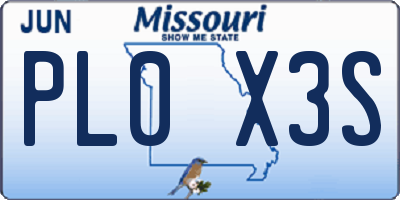 MO license plate PL0X3S