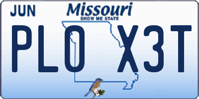 MO license plate PL0X3T