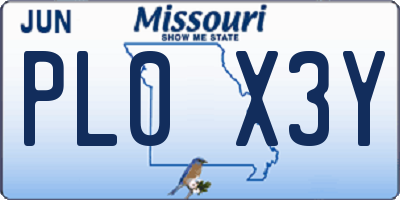MO license plate PL0X3Y