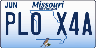 MO license plate PL0X4A