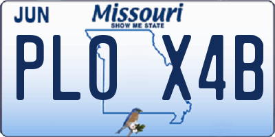MO license plate PL0X4B