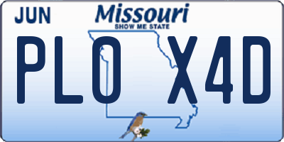 MO license plate PL0X4D