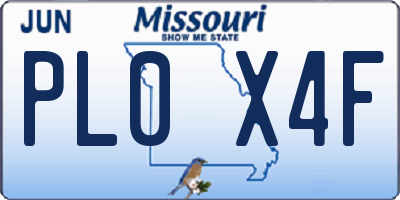 MO license plate PL0X4F