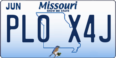 MO license plate PL0X4J