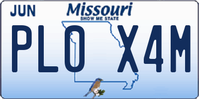 MO license plate PL0X4M