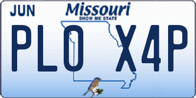 MO license plate PL0X4P