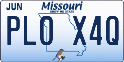MO license plate PL0X4Q