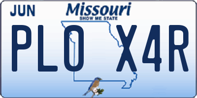 MO license plate PL0X4R