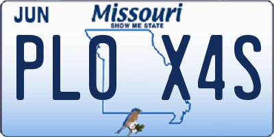 MO license plate PL0X4S